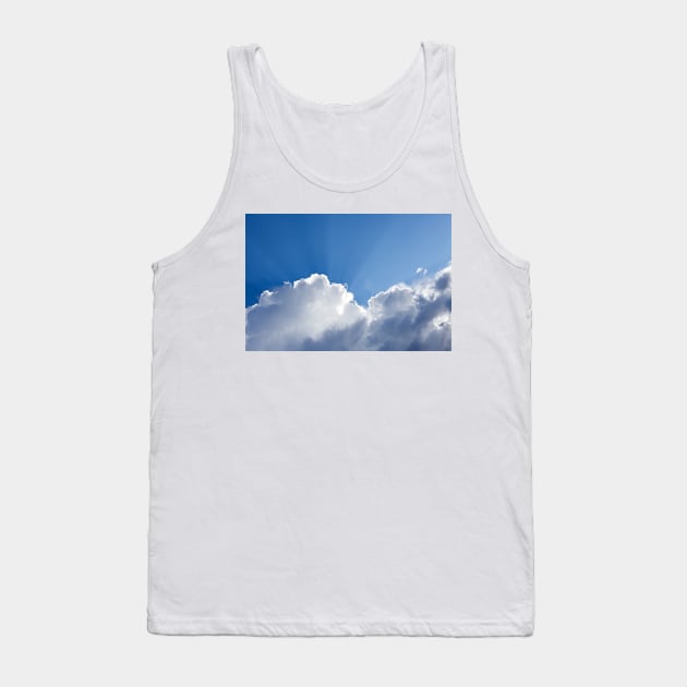 Sun rays shining behind cloud in the sky Tank Top by Juhku